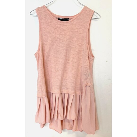 Sanctuary Tops - Sanctuary Baby Pink Sleeveless Blouse Peplum Ruffle Trim Top M